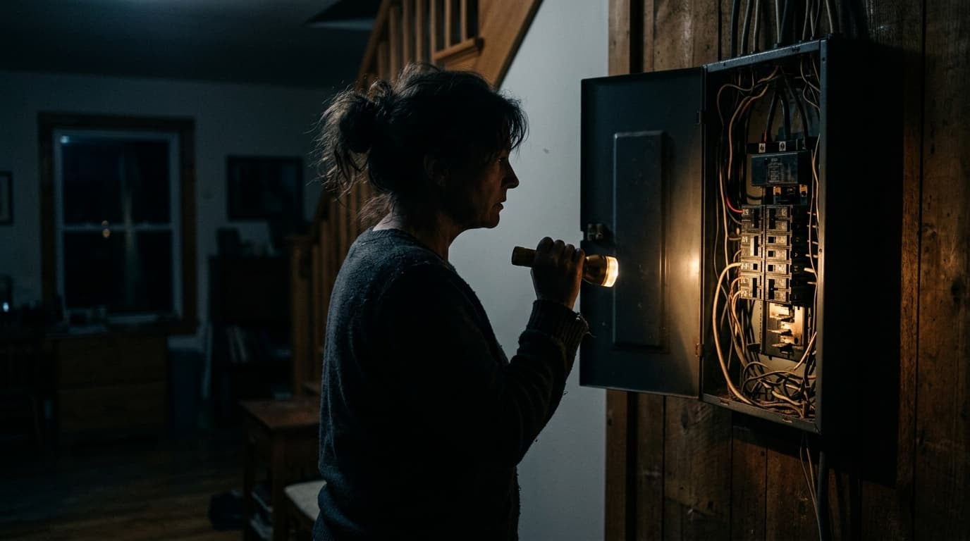 Emergency electrician responding to a Los Angeles home at night