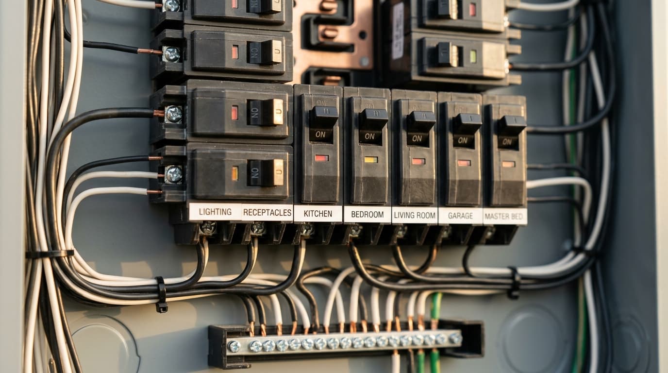 Modern 200-amp residential electrical panel