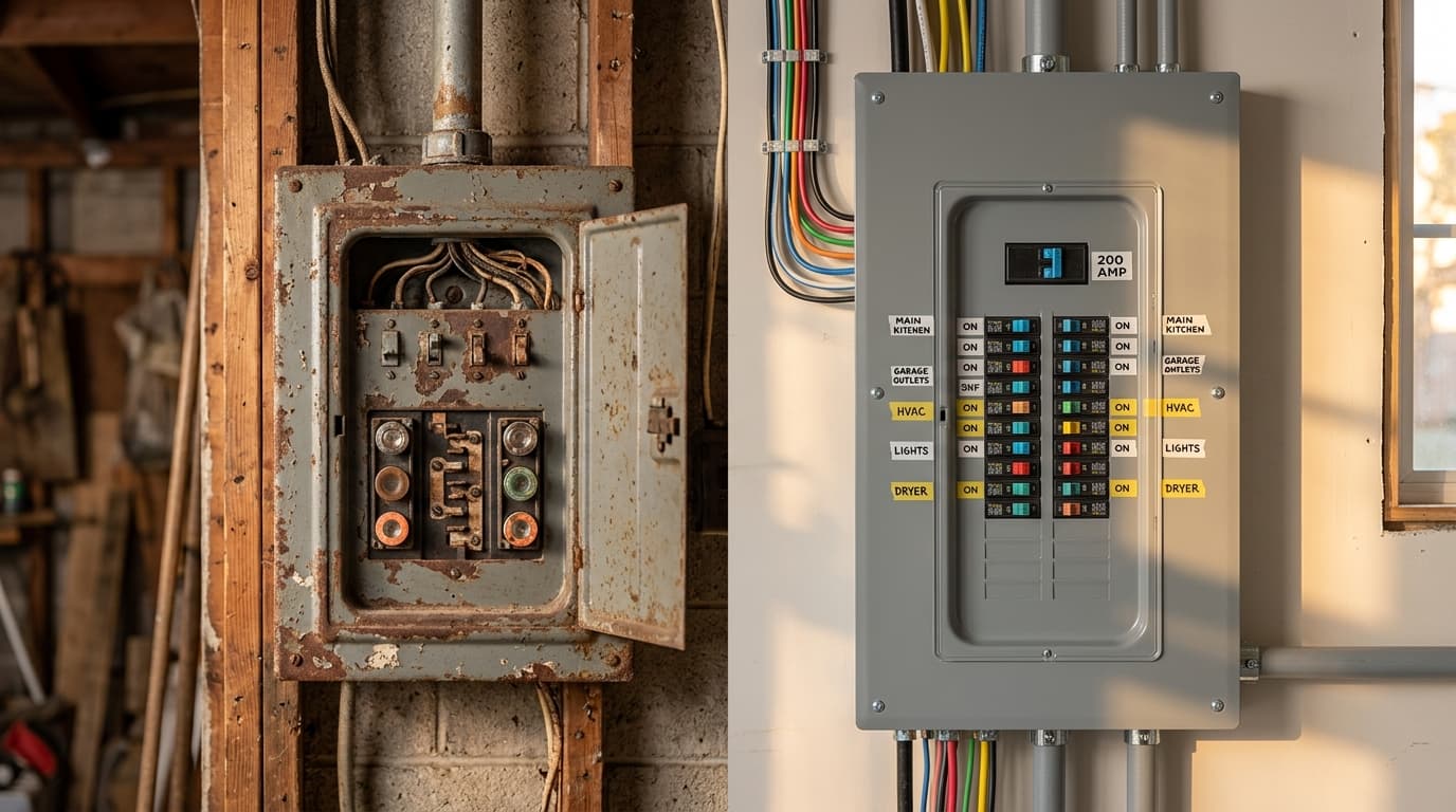 Modern 200-amp residential electrical panel